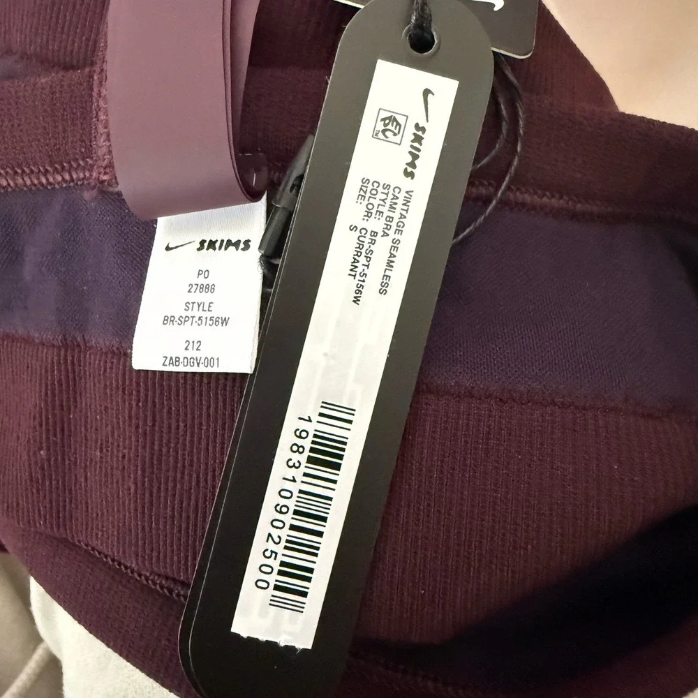NWT SKIMS NikeSKIMS Vintage Seamless Cami Bra Size S Currant Athleisure